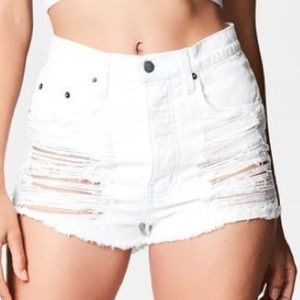 Carmar Titania Shredded White Denim Shorts